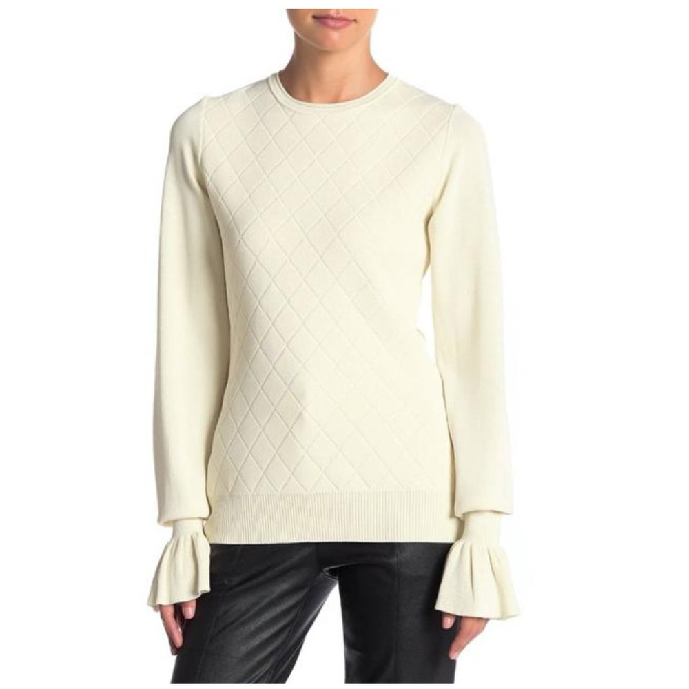 Opening Ceremony Pattern Flare Cuffs Ivory Sweater